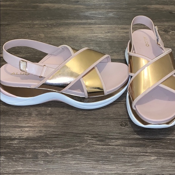 aldo rose gold platform sandals